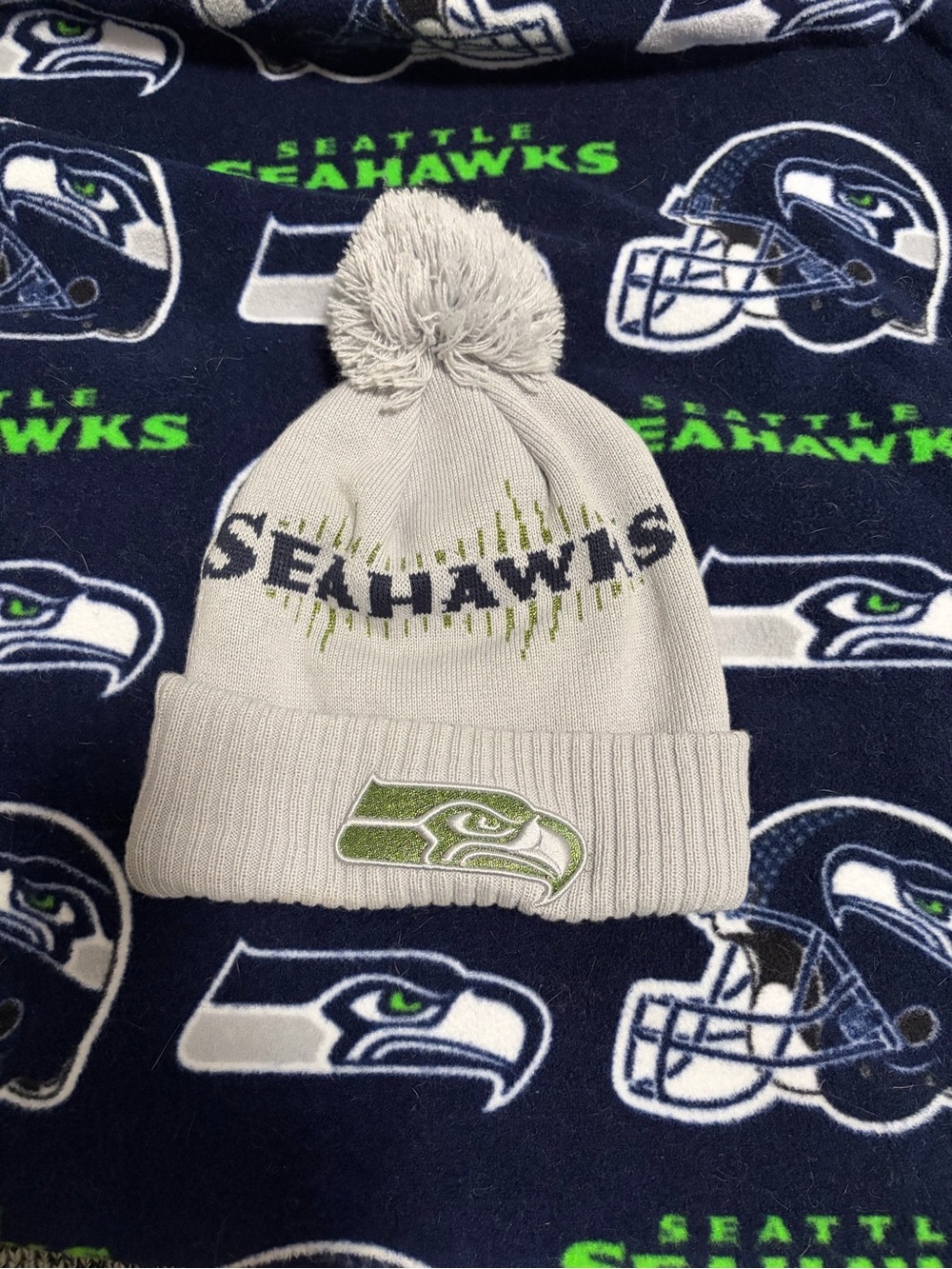 NFL Seattle Seahawks Gray Knit Pom Beanie with Green Accent
